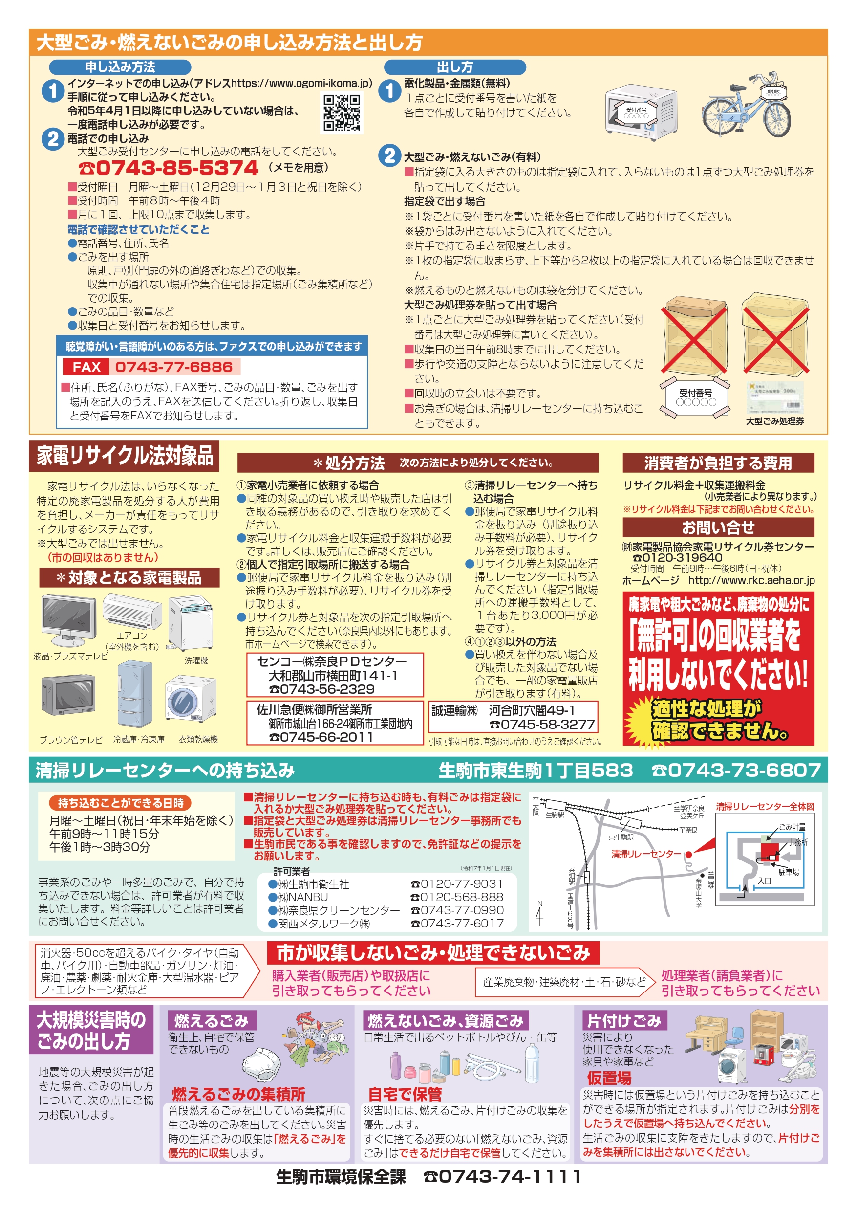 令和7年度ごみ収集日程表（裏）